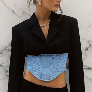 Brand new denim and black blazer by Dion Lee